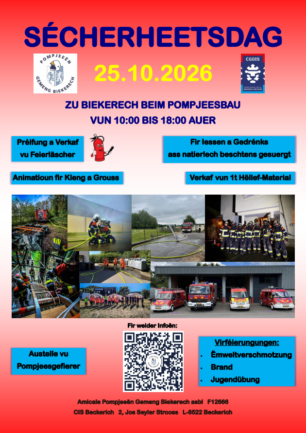S&euml;cherheetsdag zu Biekerech beim Pompjeesbau